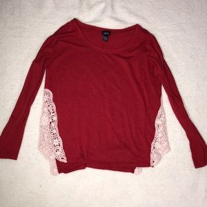 Rue21 long sleeve with lace sides